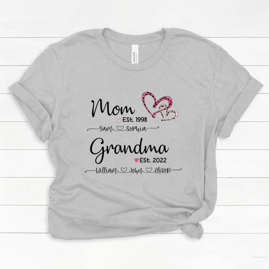 Mom Est Grandma Est And Kids Name Heart Pink Leopard Classic Canvas