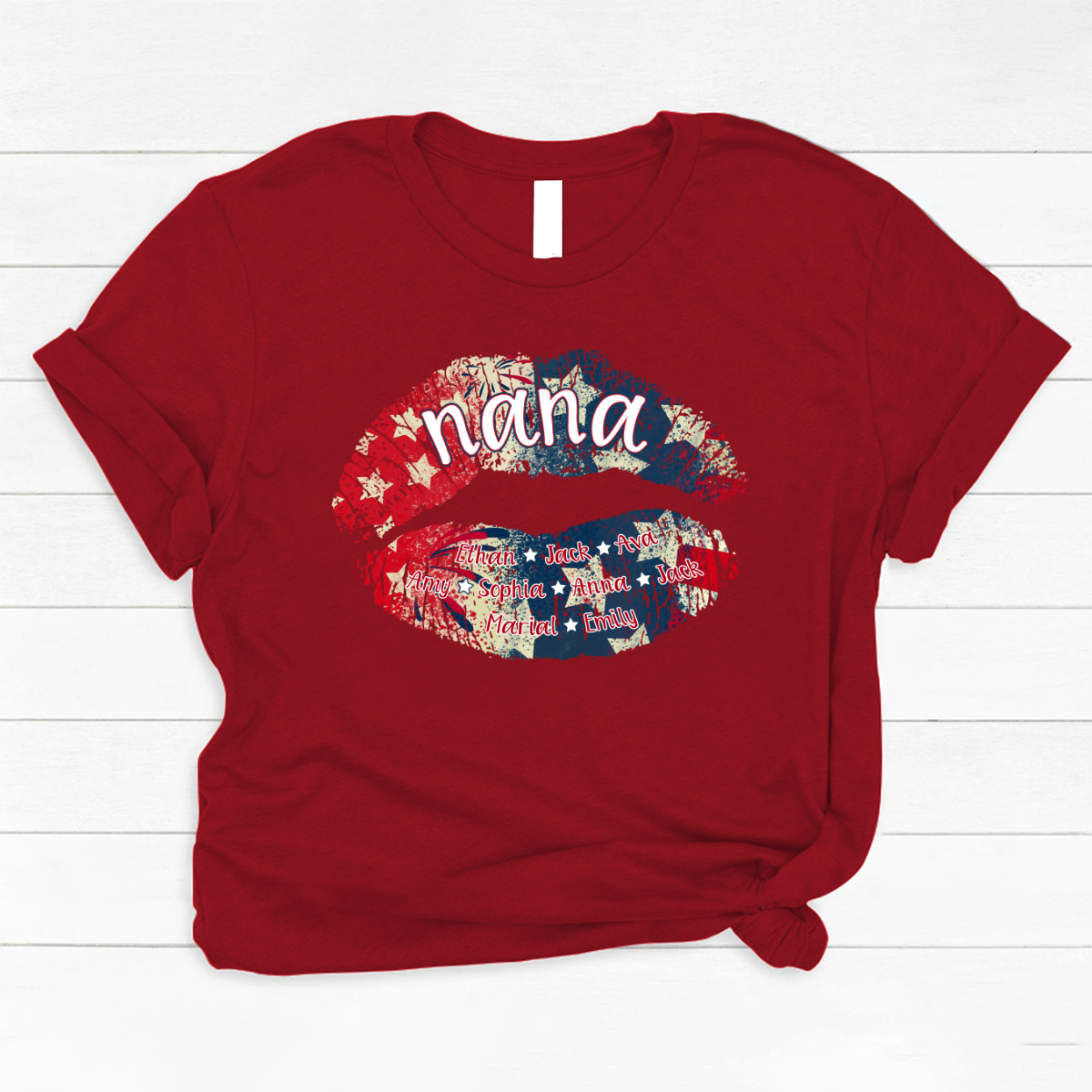 Nana Grandma American Flag Lips Classic Canvas