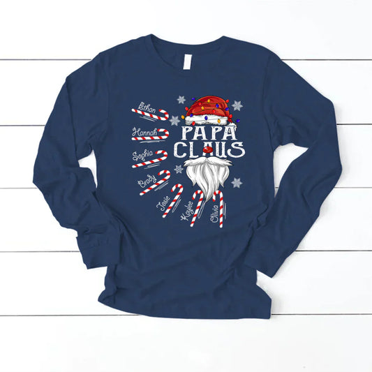 Papa Claus Candy Cane Christmas Personalized Shirt For Papa Longsleeve