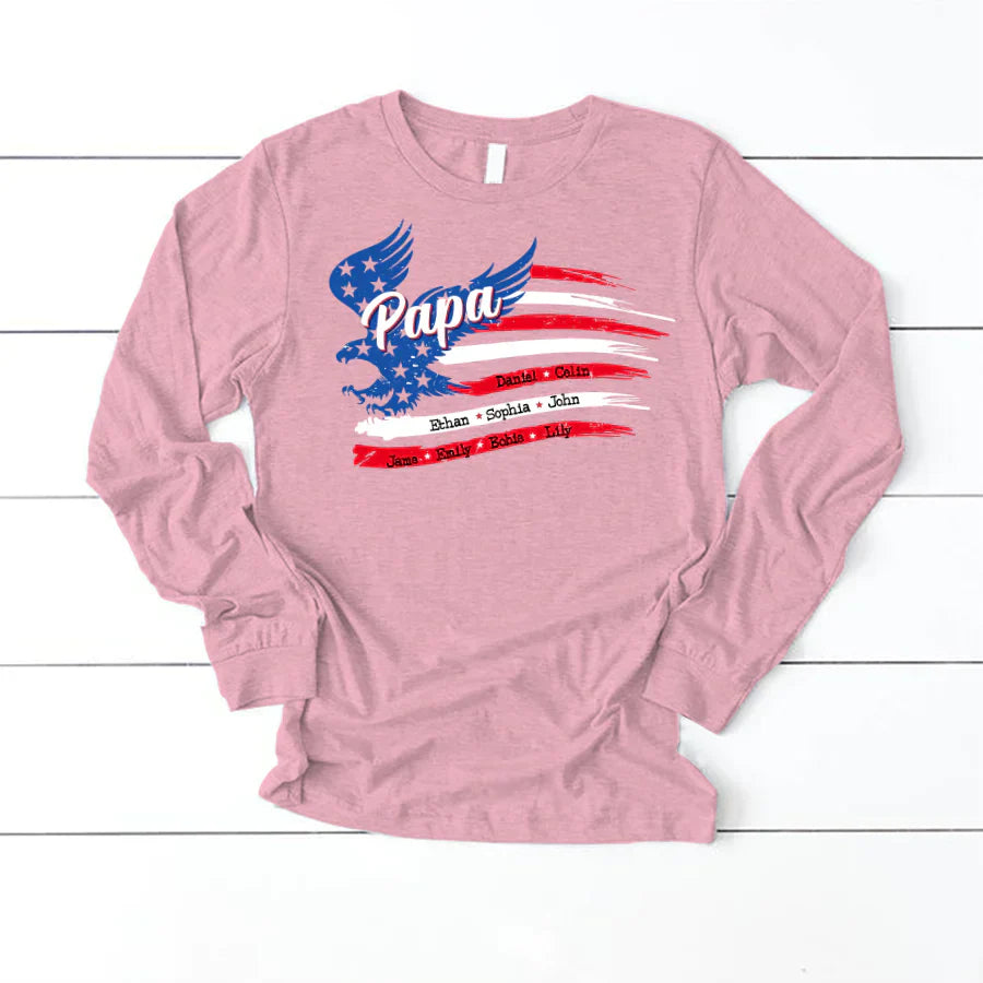 Papa with Grandkids Names 4th Of July CTL94 Longsleeve