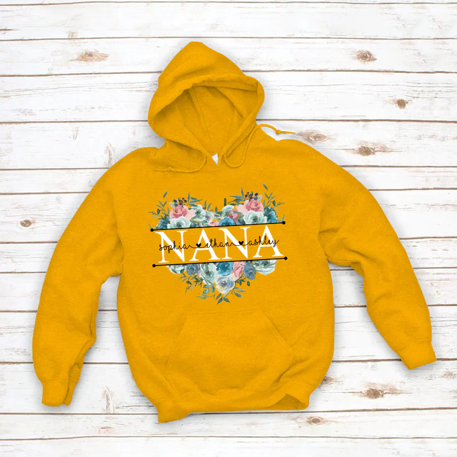 Pastel Peony Rose Nana And Grandkids CTH01 Hoodie