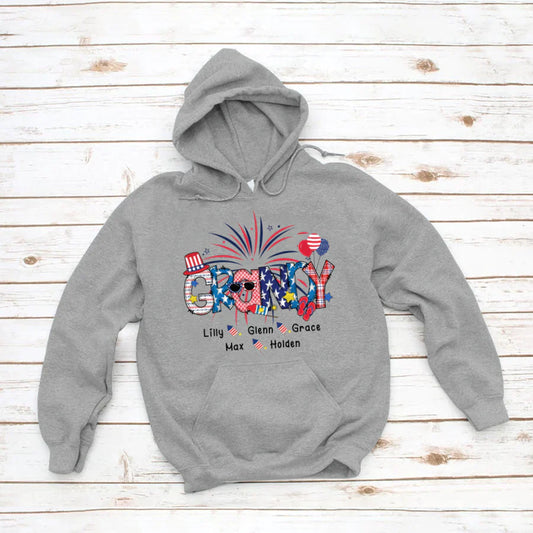 Patriotic Doodle 4th Of July Grandy And Grandkid CTH01 Hoodie