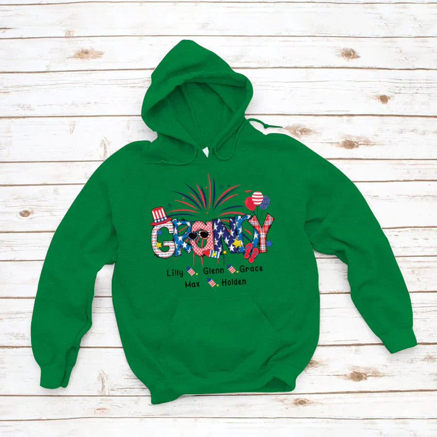 Patriotic Doodle 4th Of July Grandy And Grandkid CTH01 Hoodie