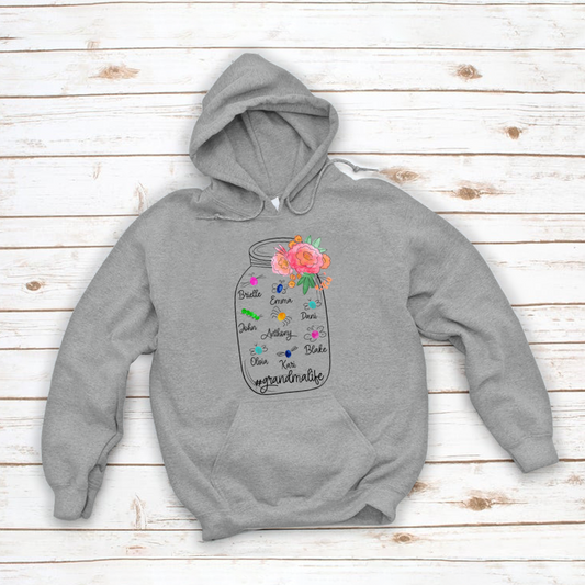 Personalized Bug Grandmlife Custom Names And Grandkids Mother's Day Hoodie