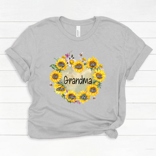 Personalized Grandma Hearts Sunflower Classic Canvas