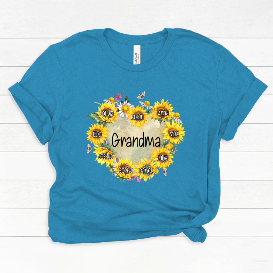 Personalized Grandma Hearts Sunflower Classic Canvas