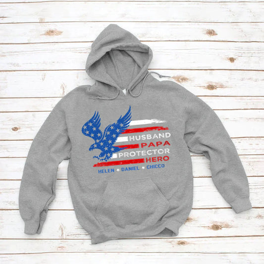 Personalized Husband Papa Protector Hero 4th Of July CTL94 Hoodie