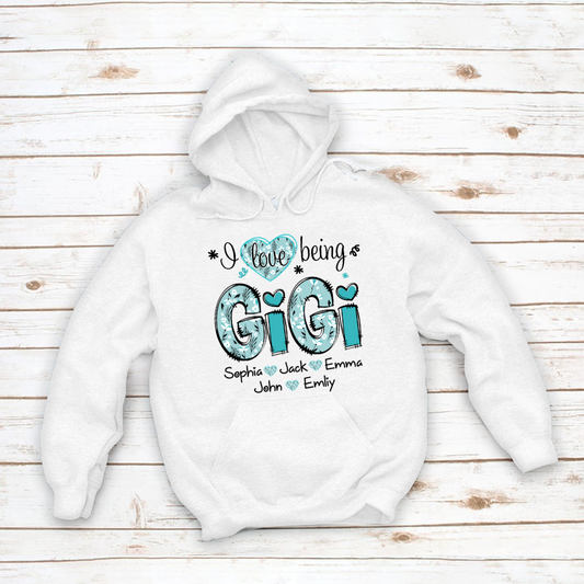Personalized I love being Gigi Flower Custom Names And Grandkids Mother's Day Hoodie