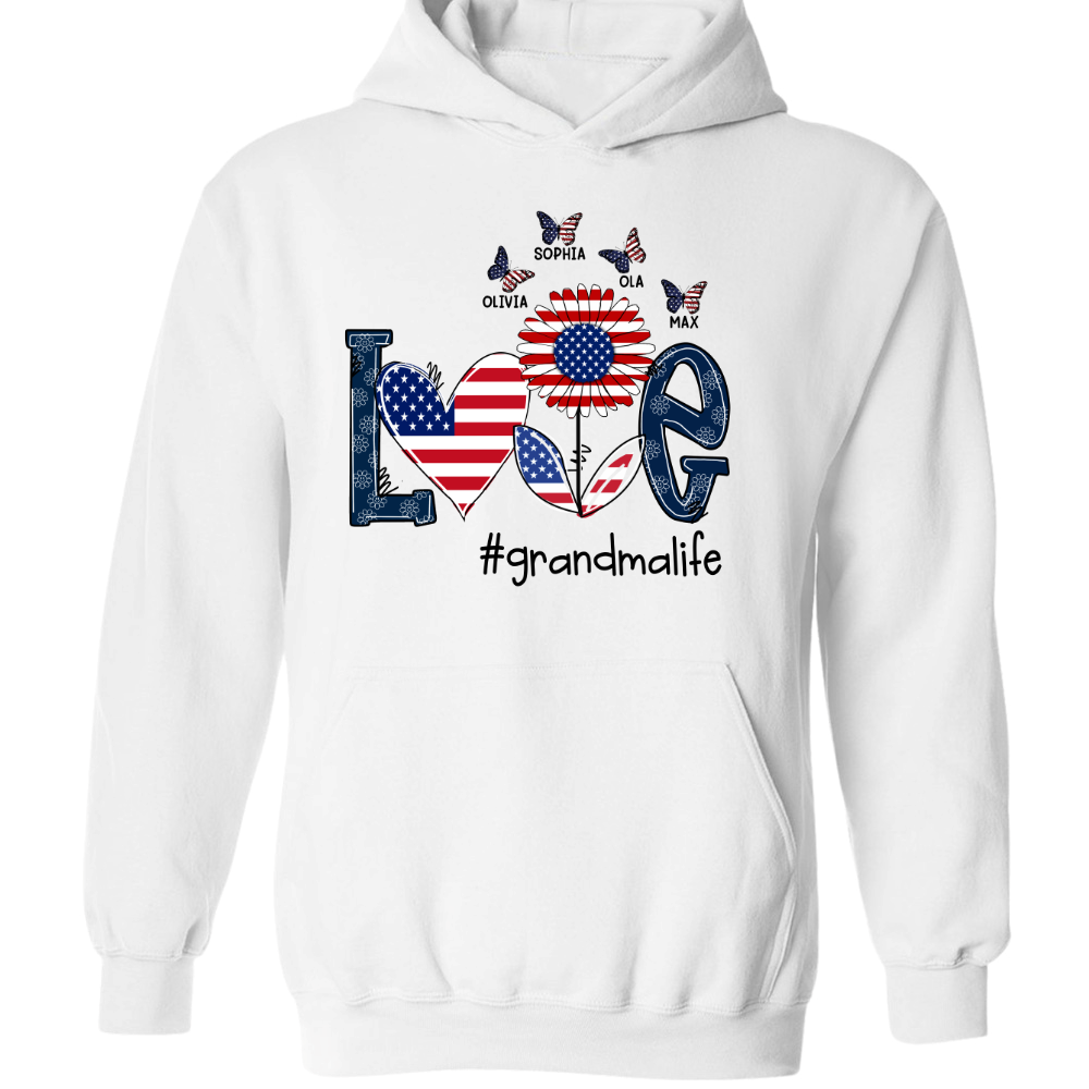 Personalized love grandma life usa butterfly Hoodie