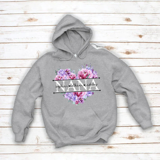 Pink Purple Flower Mimi And Grandkids CTH01 Hoodie