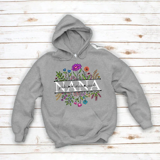 Wildflowers Nana Flower Grandkids Custom Names VTN01 Hoodie