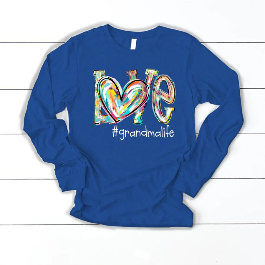 Love Grandma Life Fall Autumn Color Clipart Custom Longsleeve