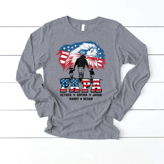 American Eagle Flag Papa And Grandkids CTH01 Longsleeve