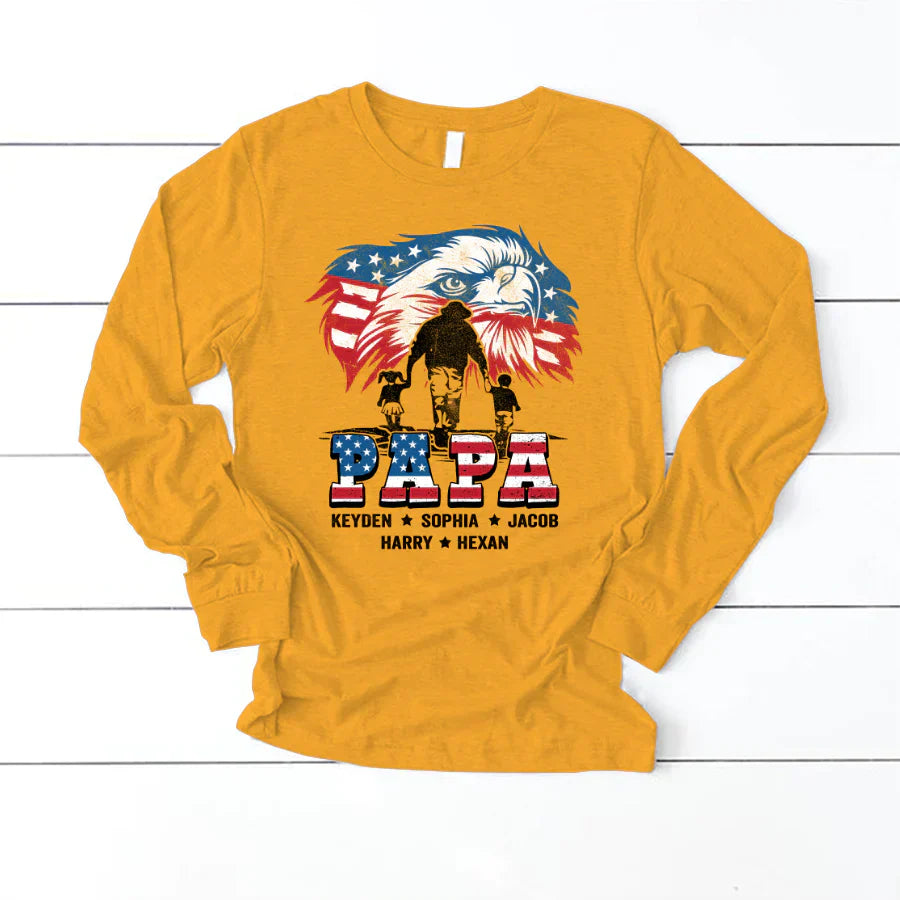 American Eagle Flag Papa And Grandkids CTH01 Longsleeve