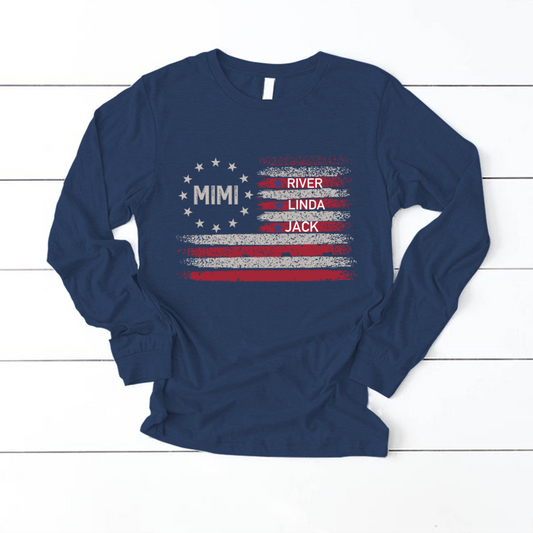 Customized Mimi Grandkids Flag , Best Mother's Day Gift Longsleeve