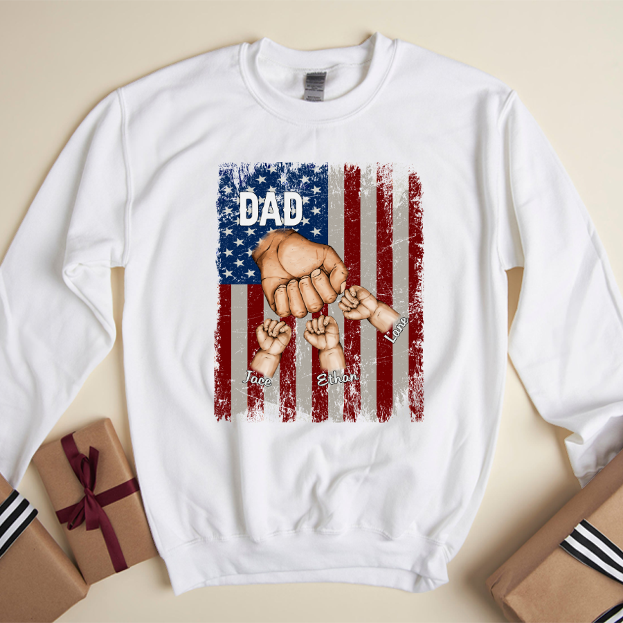 Dad Kids Hands Flag Sweatshirt
