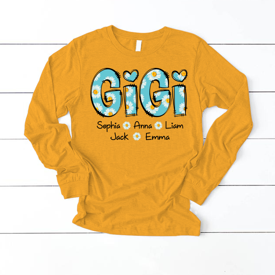 Gigi Blue Daisy And Grandkids Mother's Day Longsleeve