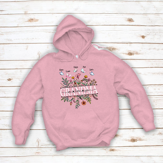 Grandma Flower We Love You Hoodie