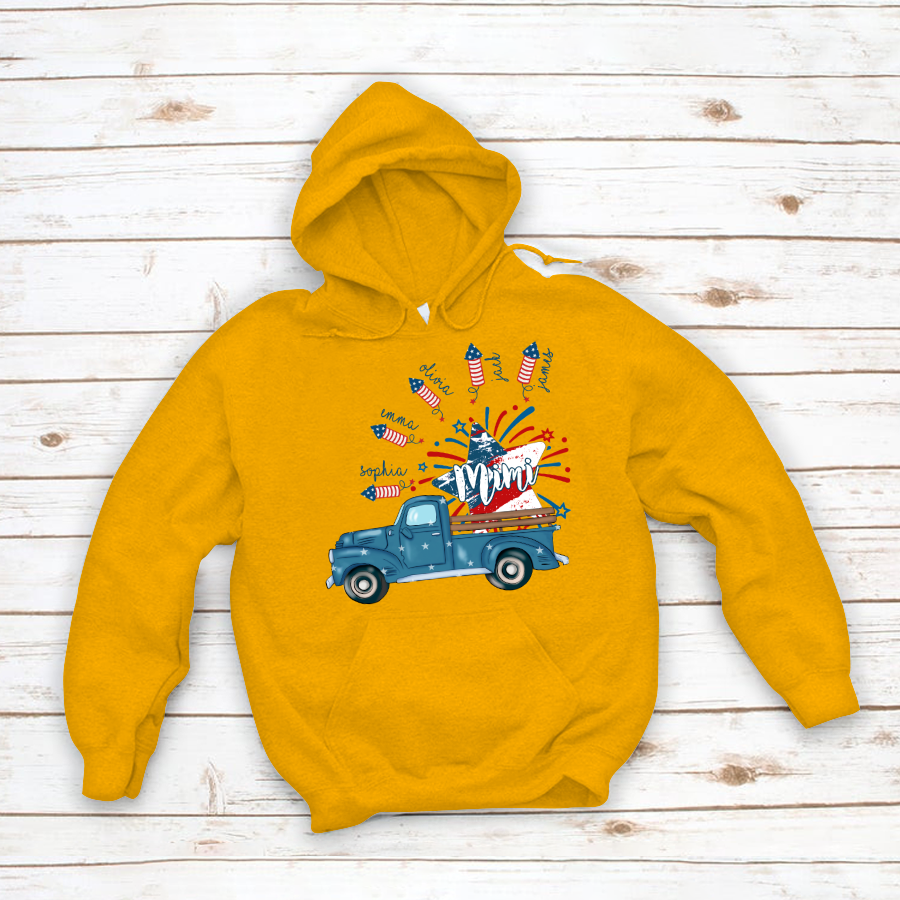 Grandma Truck Star 4th Of July and grandkids CL01 Hoodie