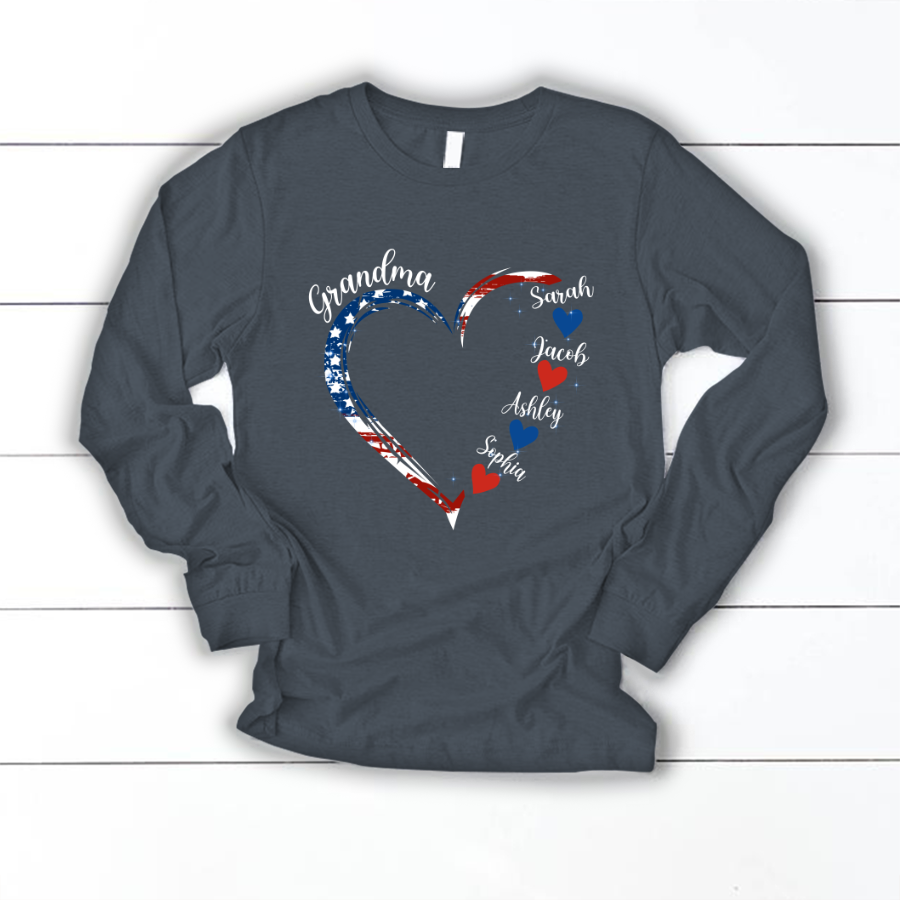 Grandma and Grandkids American Hearts Longsleeve