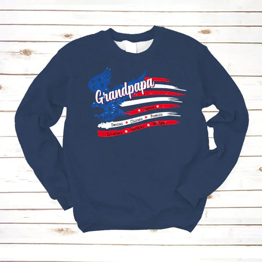 Grandpapa With Grandkids Names 4th Of July CTL94 Sweatshirt