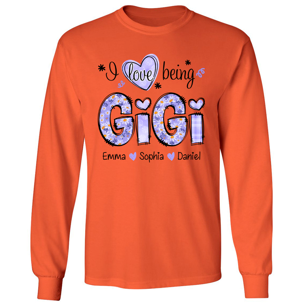I Love Being Gigi Daisy Purple With Grandkids Mother's Day TH Longsleeve