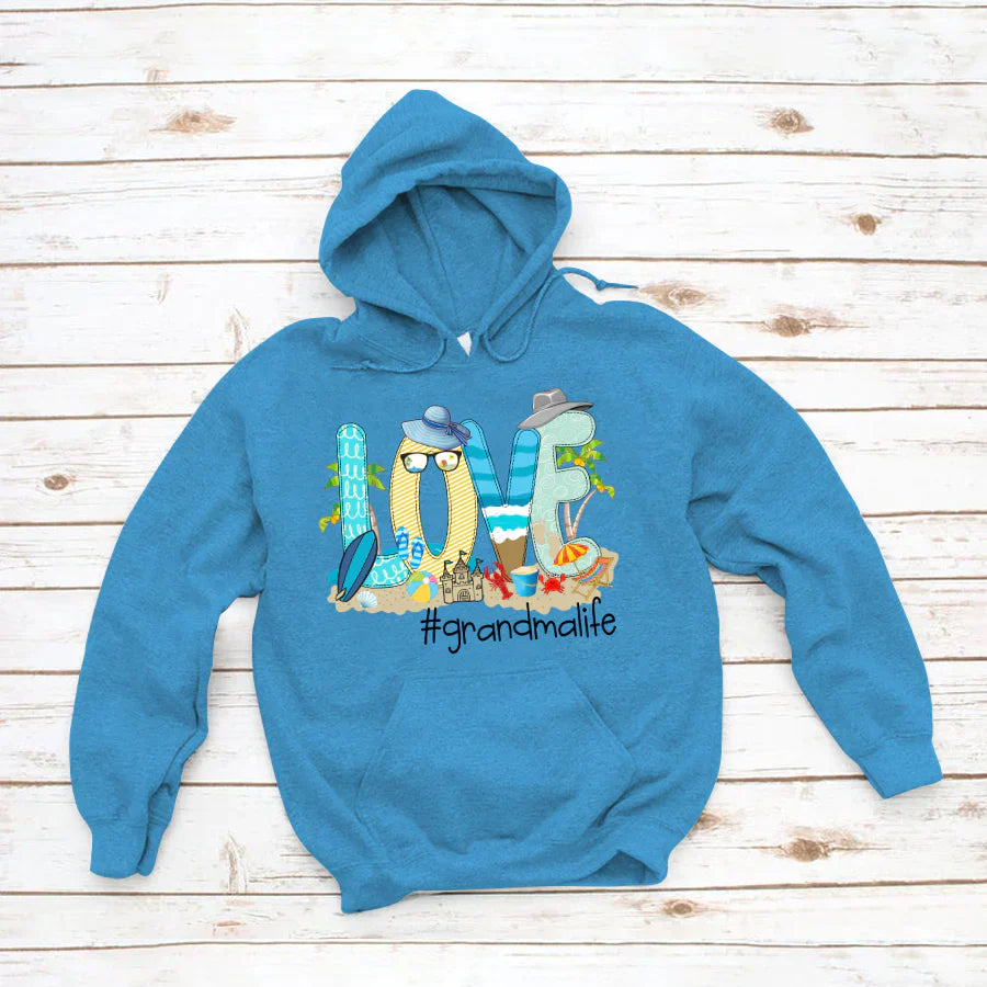 Love Beach Grandma Life Hoodie