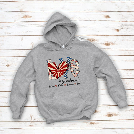Love Grandma Baseball And Grandkids, Love Baseball Grandma Iron On Hoodie