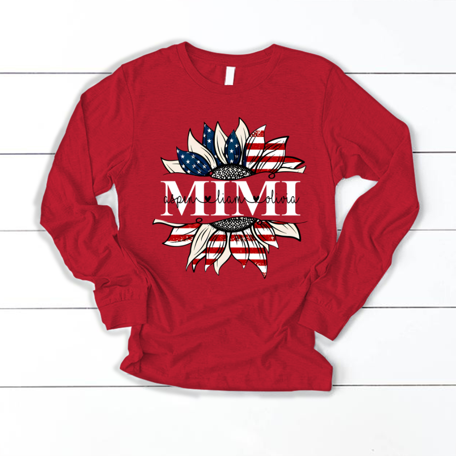 Mimi And Grandkids Sunflower Independence Longsleeve