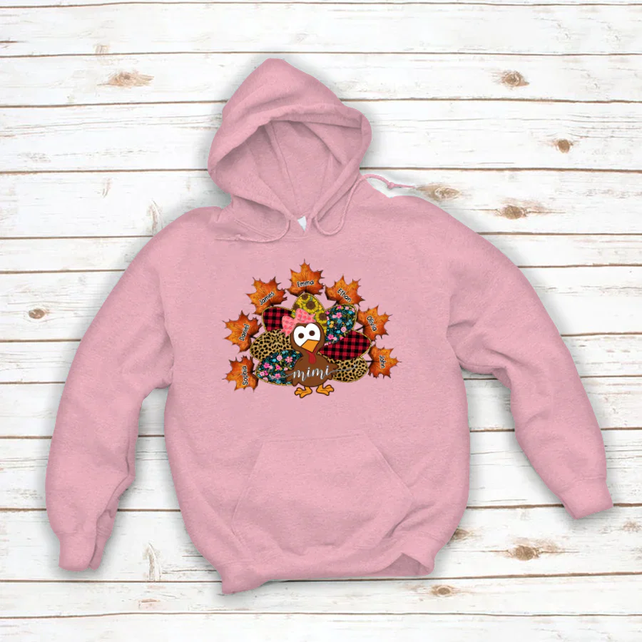Mimi And Grandkids Thanksgiving Turkey Hoodie