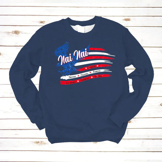 NaiNai With Grandkids Names 4th Of July CTL94 Sweatshirt