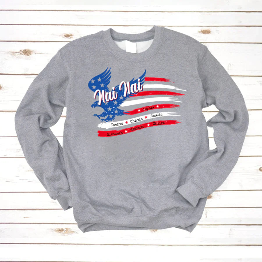 NaiNai With Grandkids Names 4th Of July CTL94 Sweatshirt