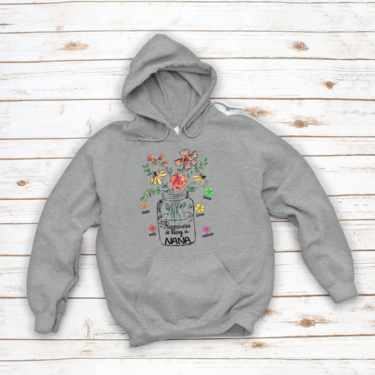 Nana And Grandkids Flowers, Gift For Mother's Day Hoodie