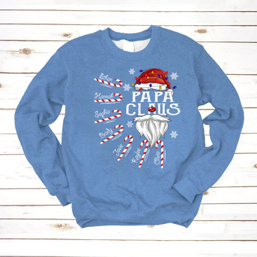 Papa Claus Candy Cane Christmas Personalized Shirt For Papa Sweatshirt