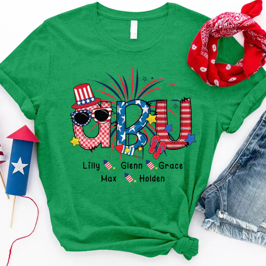 Patriotic Doodle 4th Of July Abu And Grandkid CTH01 T-Shirt