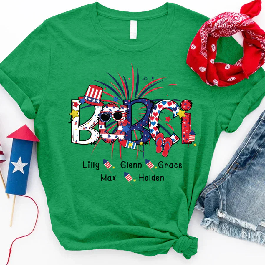 Patriotic Doodle 4th Of July Babci And Grandkid CTH01 T-Shirt