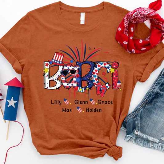 Patriotic Doodle 4th Of July Babci And Grandkid CTH01 T-Shirt