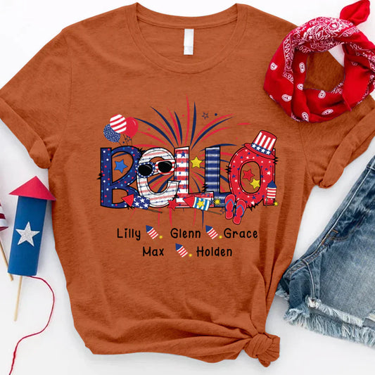 Patriotic Doodle 4th Of July Bella And Grandkid CTH01 T-Shirt