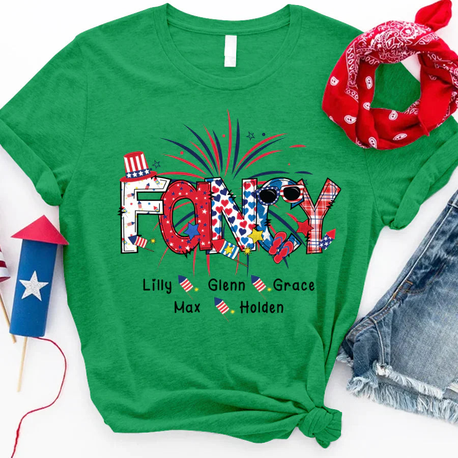 Patriotic Doodle 4th Of July Fancy And Grandkid CTH01 T-Shirt