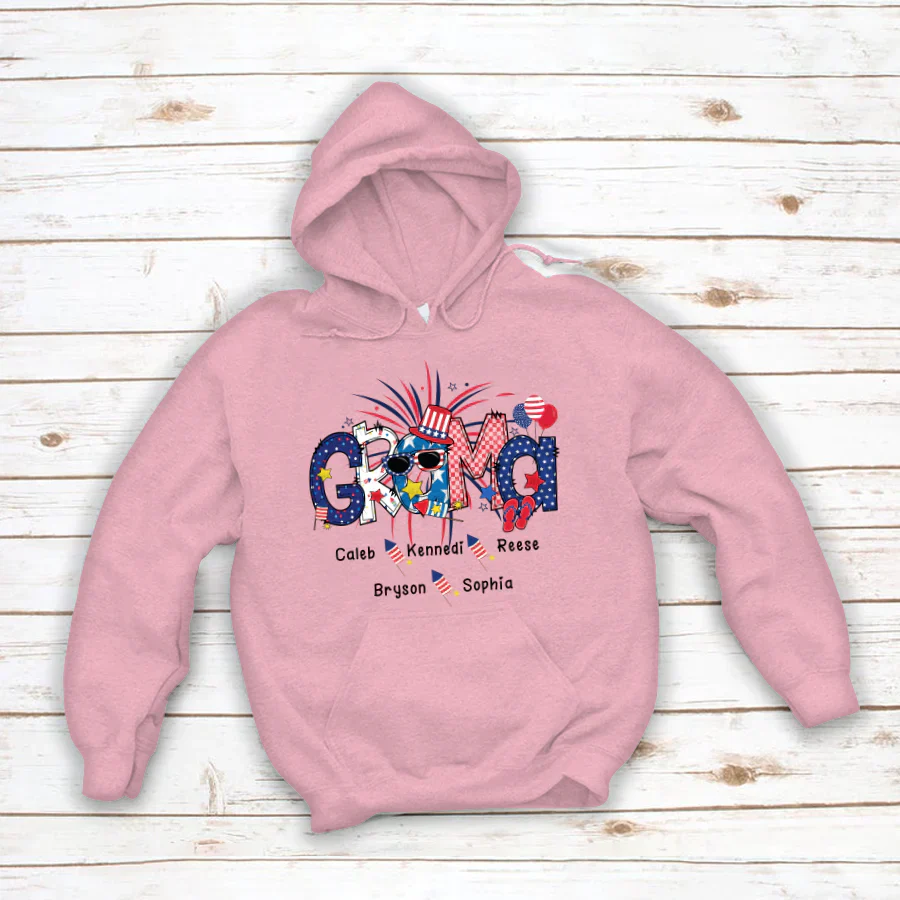 Patriotic Doodle 4th Of July GRAMA And Grandkid CTH01 Hoodie
