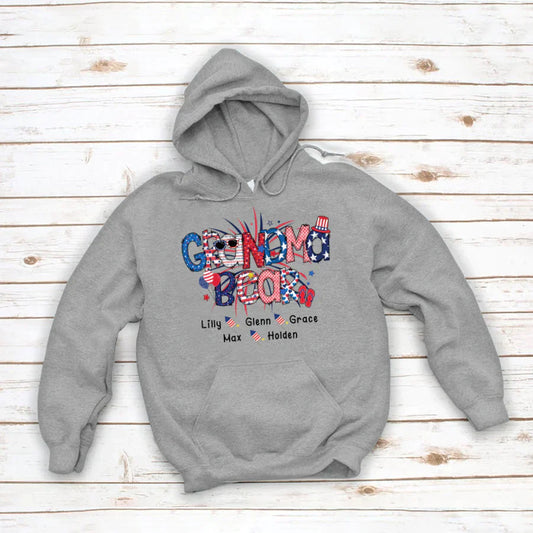 Patriotic Doodle 4th Of July Grandma Bear And Grandkid CTH01 Hoodie