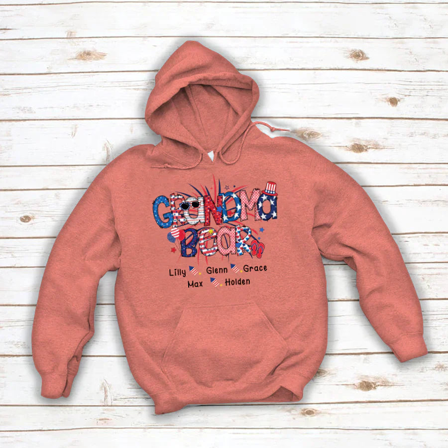 Patriotic Doodle 4th Of July Grandma Bear And Grandkid CTH01 Hoodie