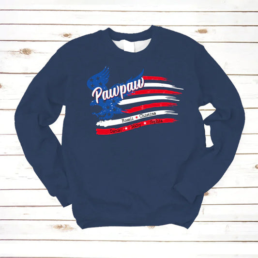 Pawpaw With Grandkids Names 4th Of July CTL94 Sweatshirt