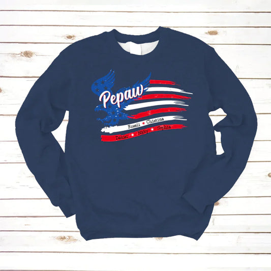 Pepaw With Grandkids Names 4th Of July CTL94 Sweatshirt