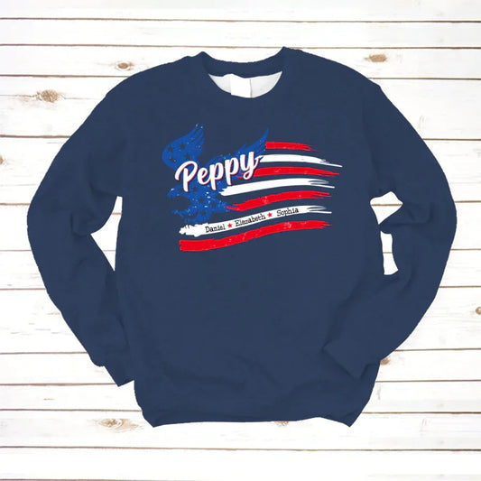 Peppy With Grandkids Names 4th Of July CTL94 Sweatshirt