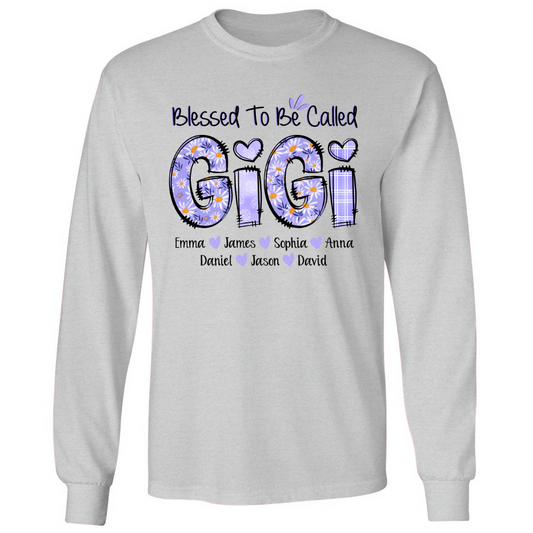 Personalized Blessed To Be Called Gigi Purple With Kids TH Longsleeve