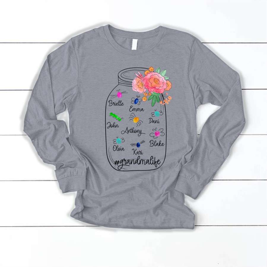 Personalized Bug Grandmlife Custom Names And Grandkids Mother's Day Longsleeve
