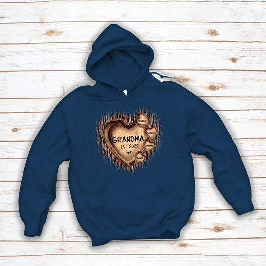 Personalized Grandma And Grandkids Hearts Tree New Hoodie