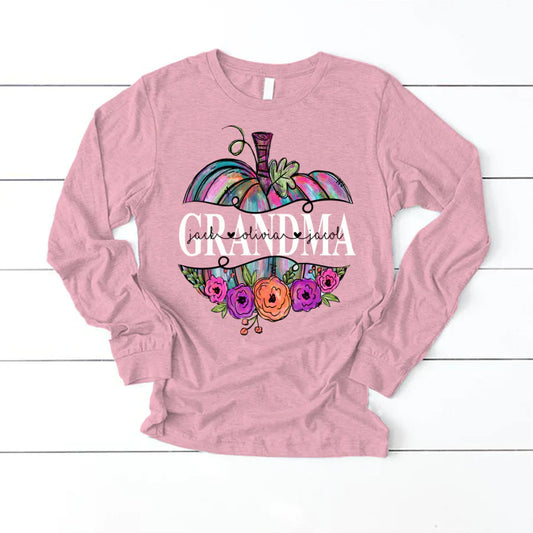 Personalized Grandma Painted Pumpkin 2022 Longsleeve