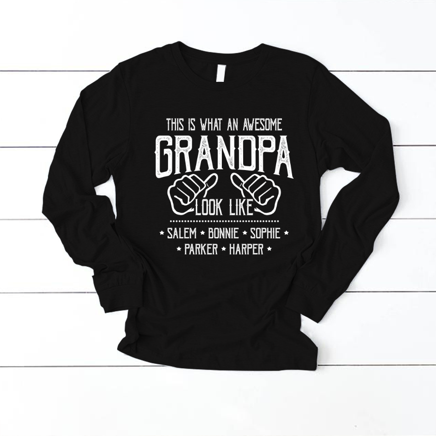 Personalized Grandpa And Grandkids This Is What An Grandpa Looks Like Longsleeve